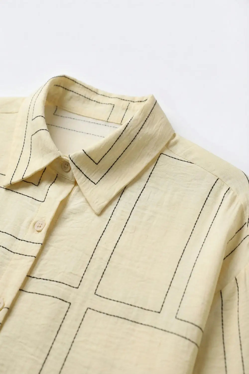 Beige Geometric Pattern Button-Down Shirt - Shirts