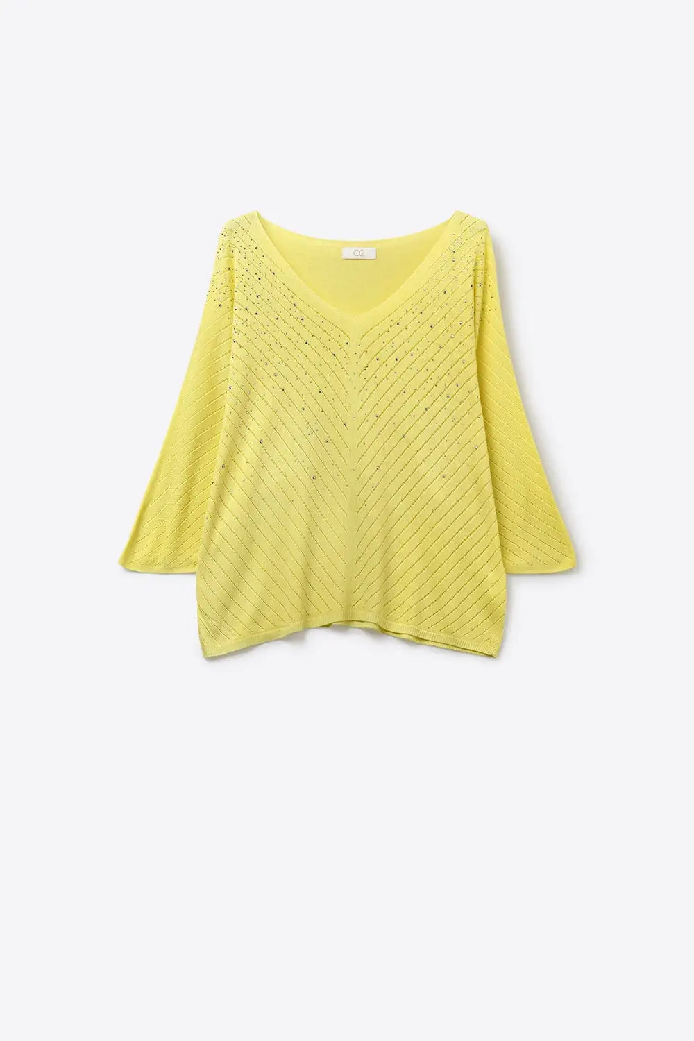 V-Neck Embellished Lightweight Knit sweater in yellow - YELLOW / ONE - Sweaters