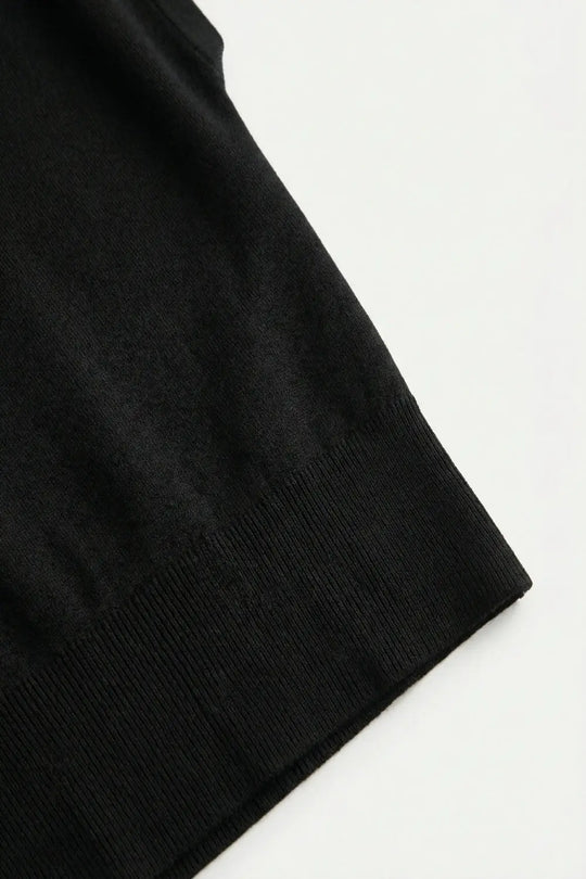 Lightweight Knit sweater with Wide Ribbed Waistband in black - BLACK / ONE - Sweaters