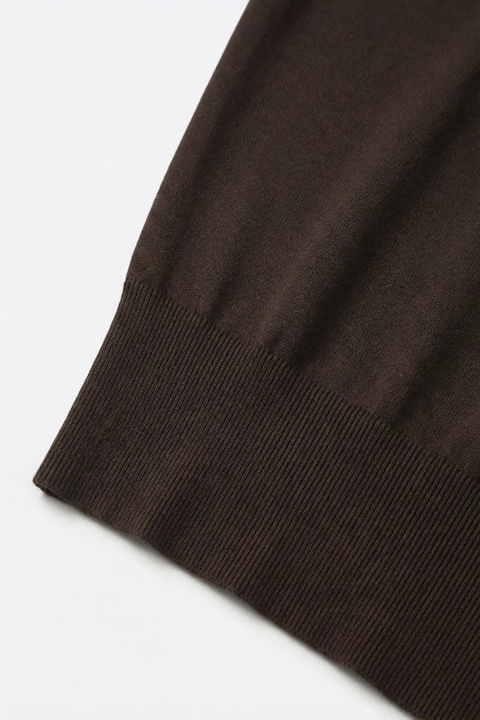 Lightweight Knit sweater with Wide Ribbed Waistband in brown - BROWN / ONE - Sweaters