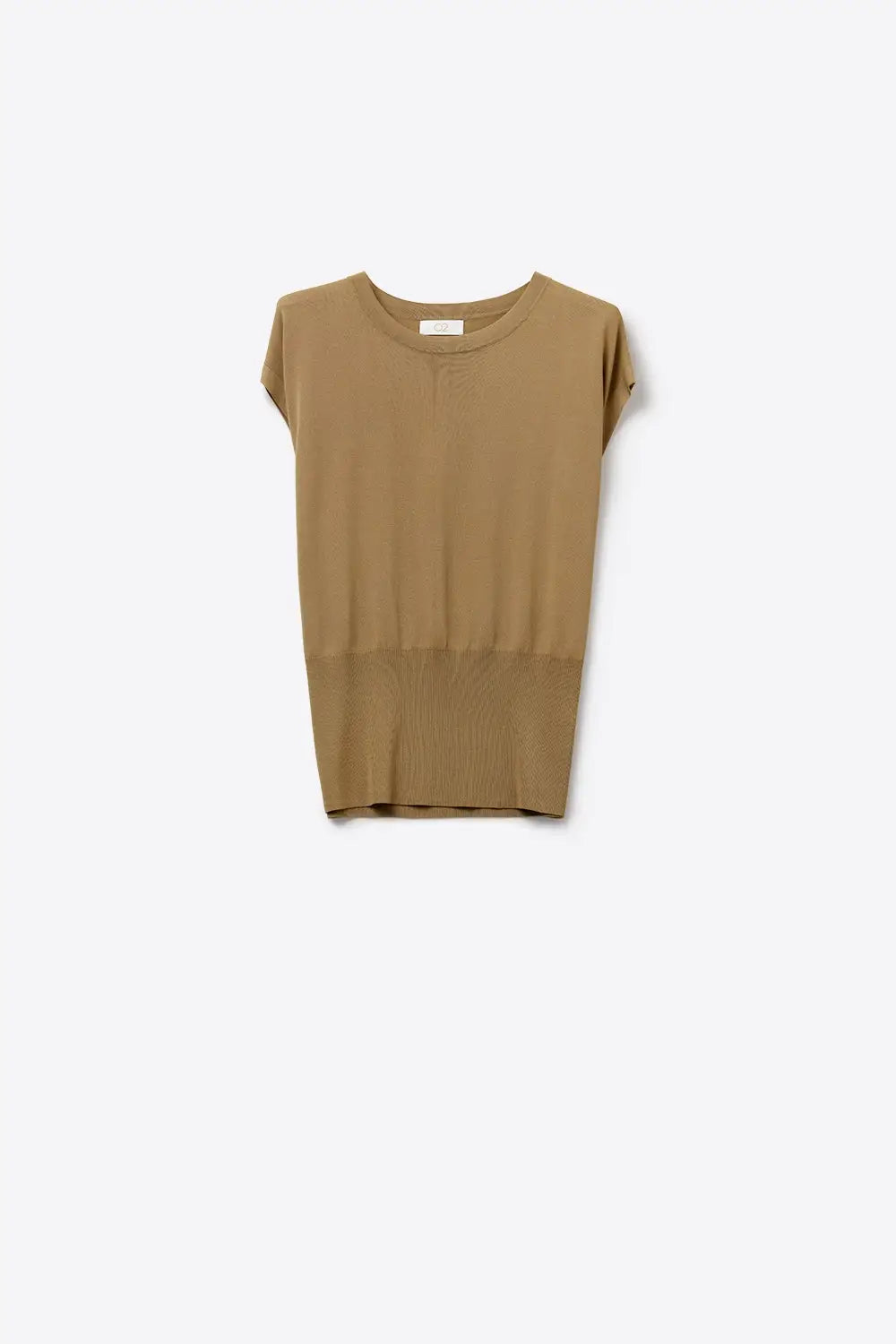 Lightweight Knit sweater with Wide Ribbed Waistband in camel - CAMEL / ONE - Sweaters