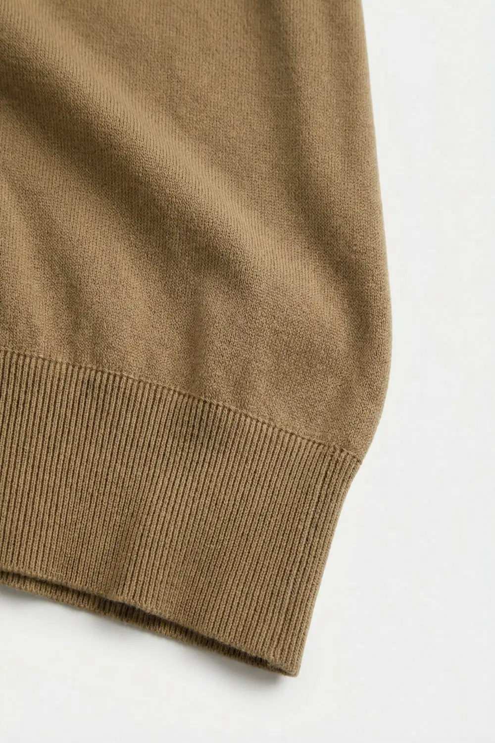 Lightweight Knit sweater with Wide Ribbed Waistband in camel - CAMEL / ONE - Sweaters