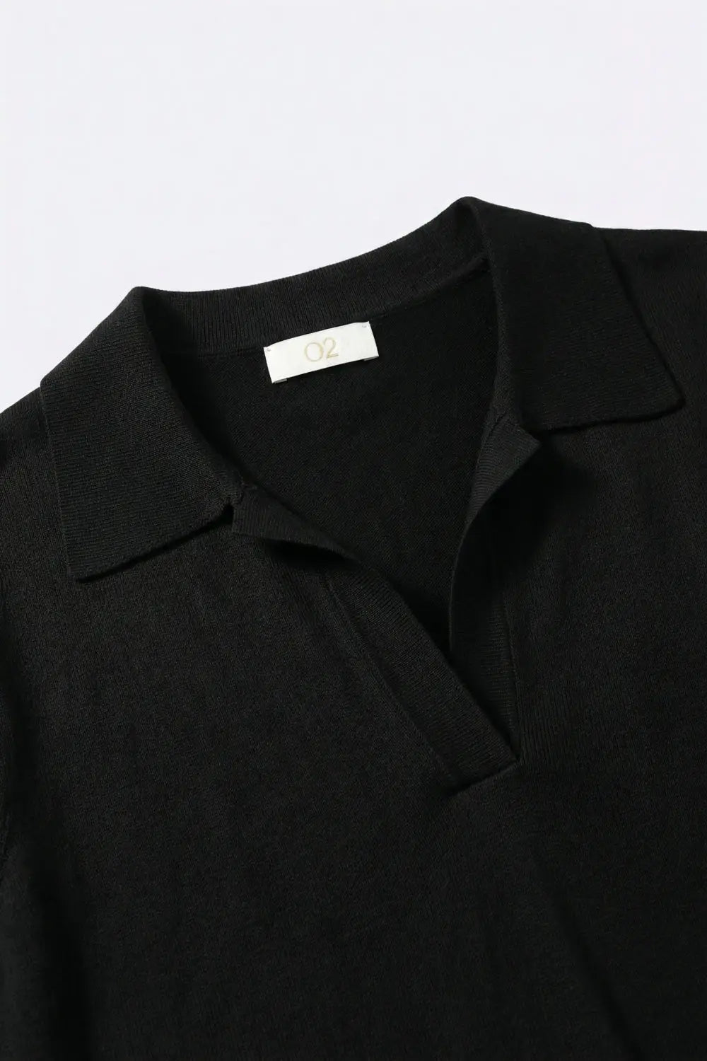 fine Knit Short Sleeve Polo in black color - BLACK / ONE - Polos