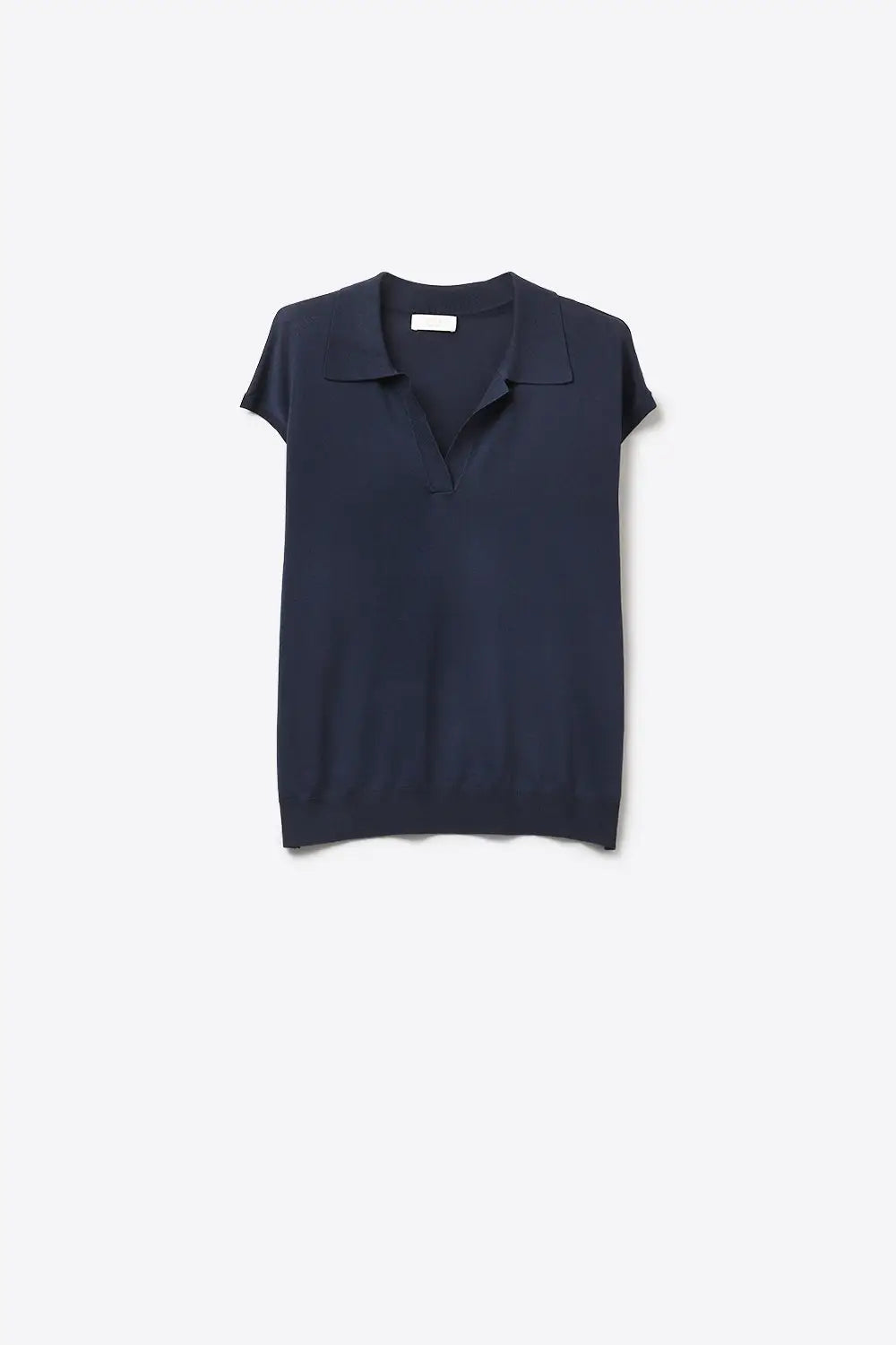 Navy Fine Knit Short Sleeve Polo - NAVY / ONE - Polos