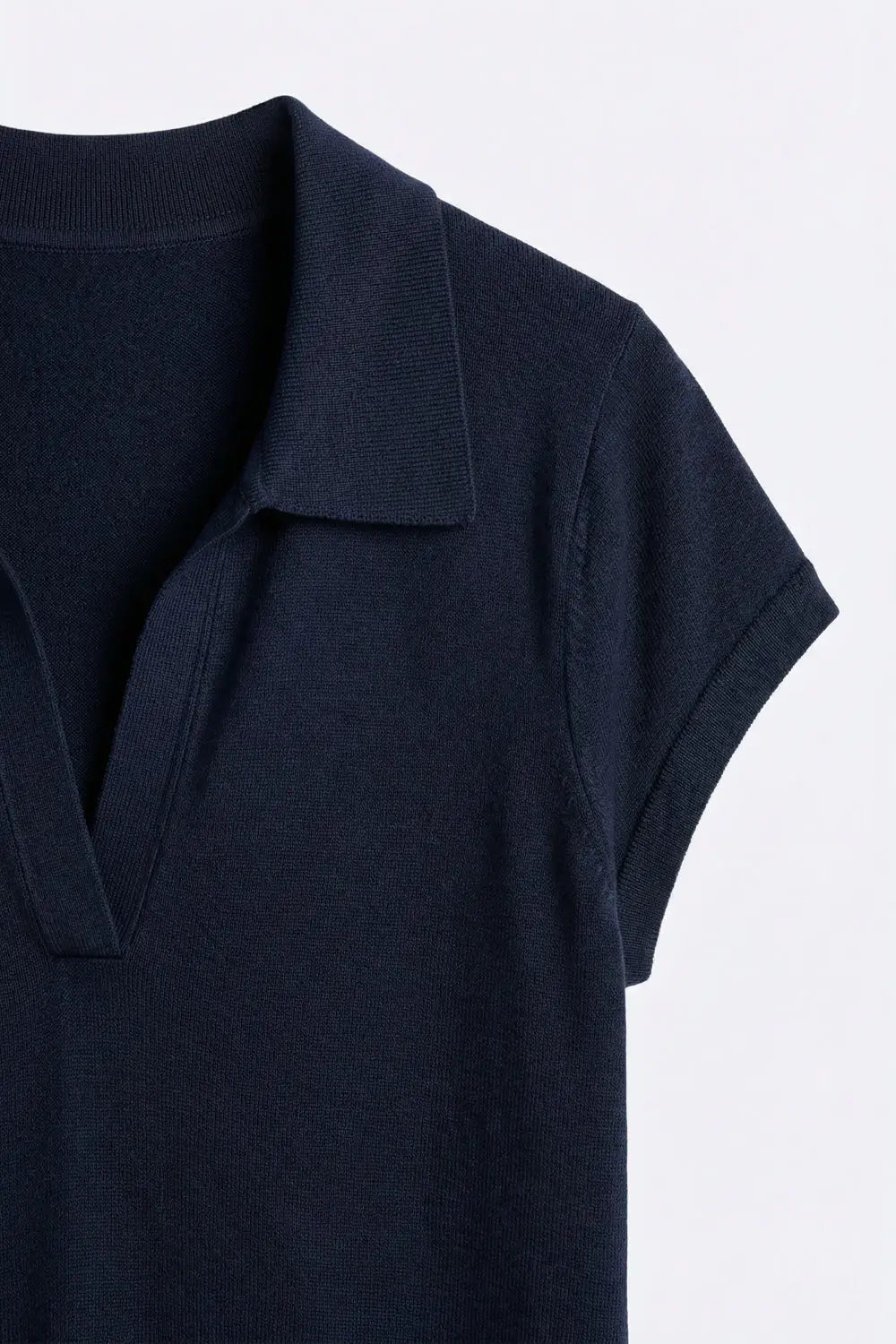 Navy Fine Knit Short Sleeve Polo - NAVY / ONE - Polos