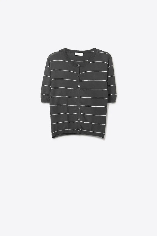 Striped Button-Up Lightweight Cardigan in black - BLACK / ONE - Cardigans