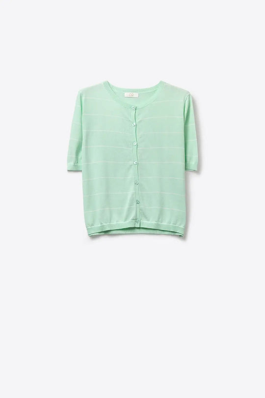Mint Green Fine Knit Button-Up Cardigan - GREEN / ONE - Cardigans