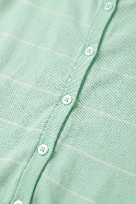 Mint Green Fine Knit Button-Up Cardigan - GREEN / ONE - Cardigans