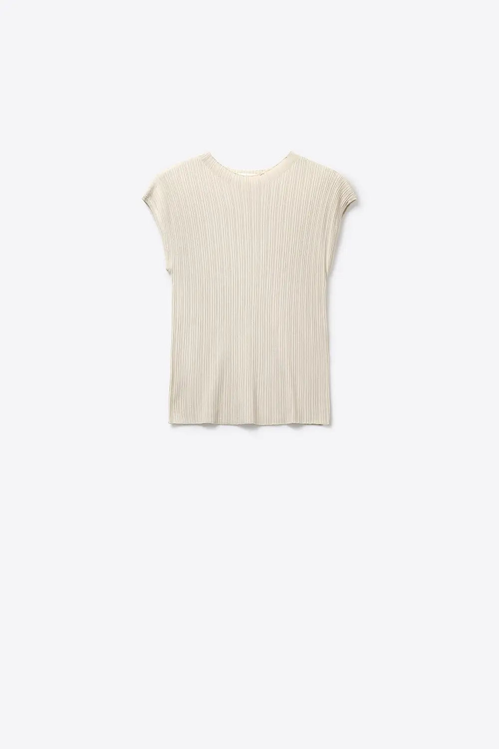 Cream Ribbed Knit Cap Sleeve Top - BEIGE / ONE - Sweaters
