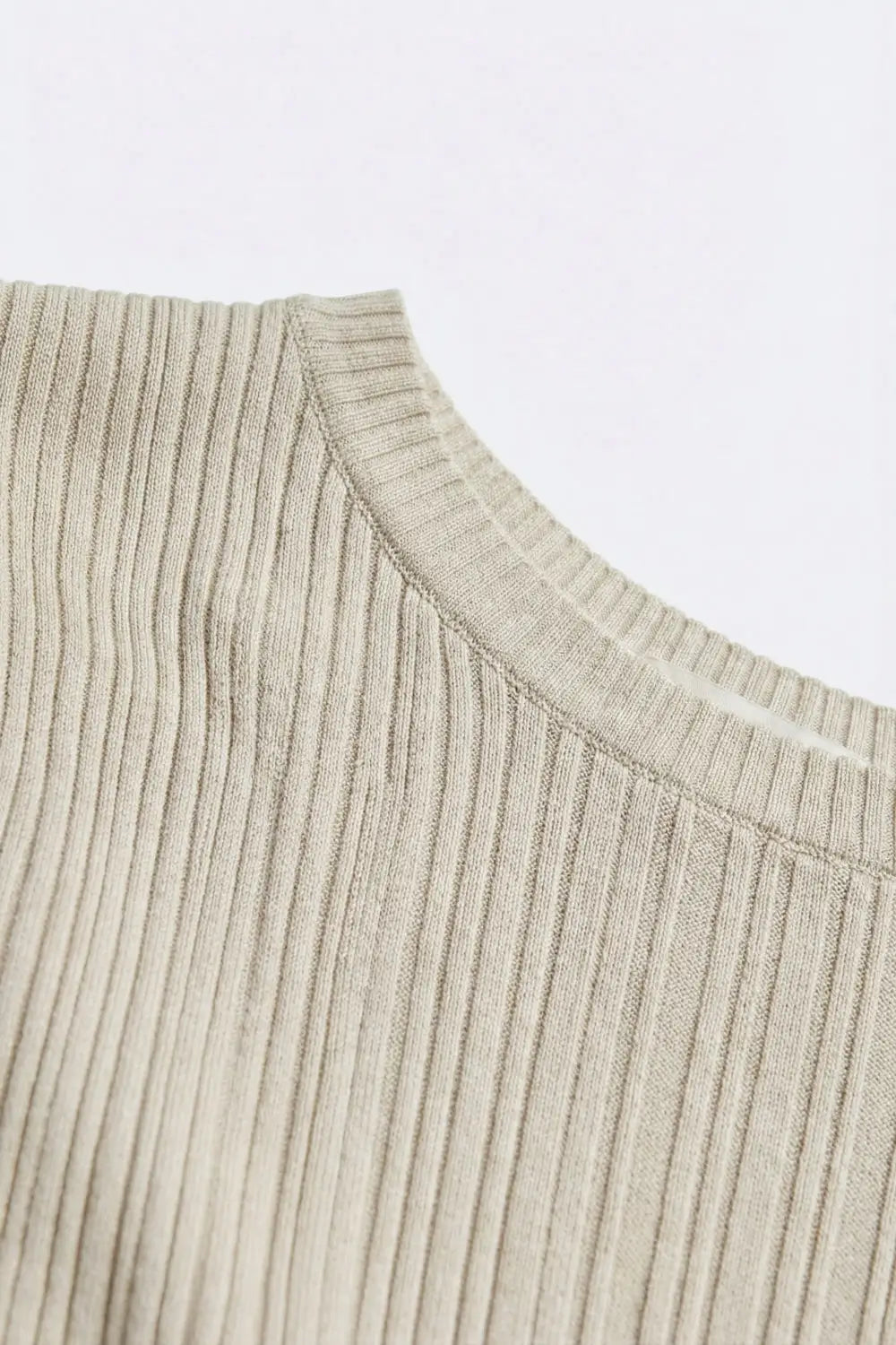Cream Ribbed Knit Cap Sleeve Top - BEIGE / ONE - Sweaters