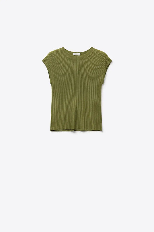 fine Ribbed knit Sleeveless Top in olive green - KHAKI / ONE - Sweaters