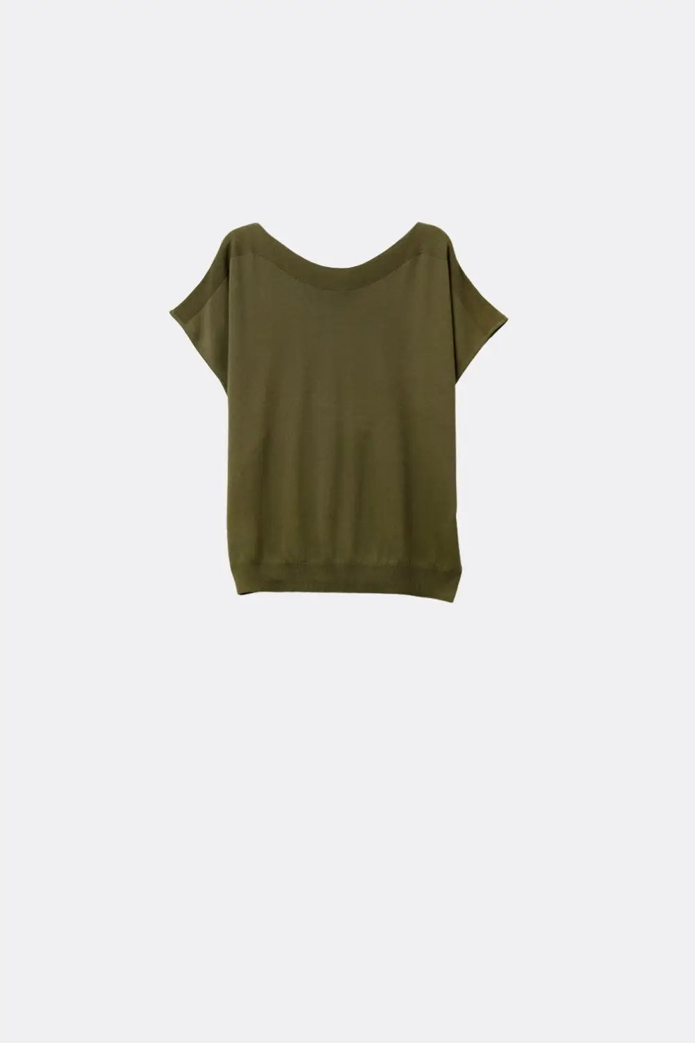 Relaxed khaki boatneck sweater with dropped sleeves - GREEN / ONE - Sweaters