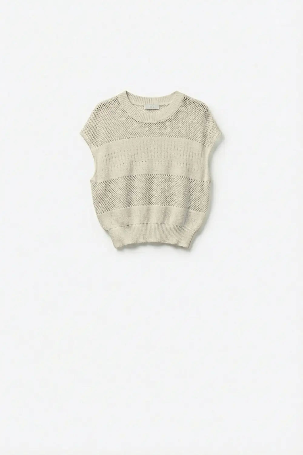 Beige Open Knit Sleeveless Sweater in crochet - BEIGE / ONE - Sweaters