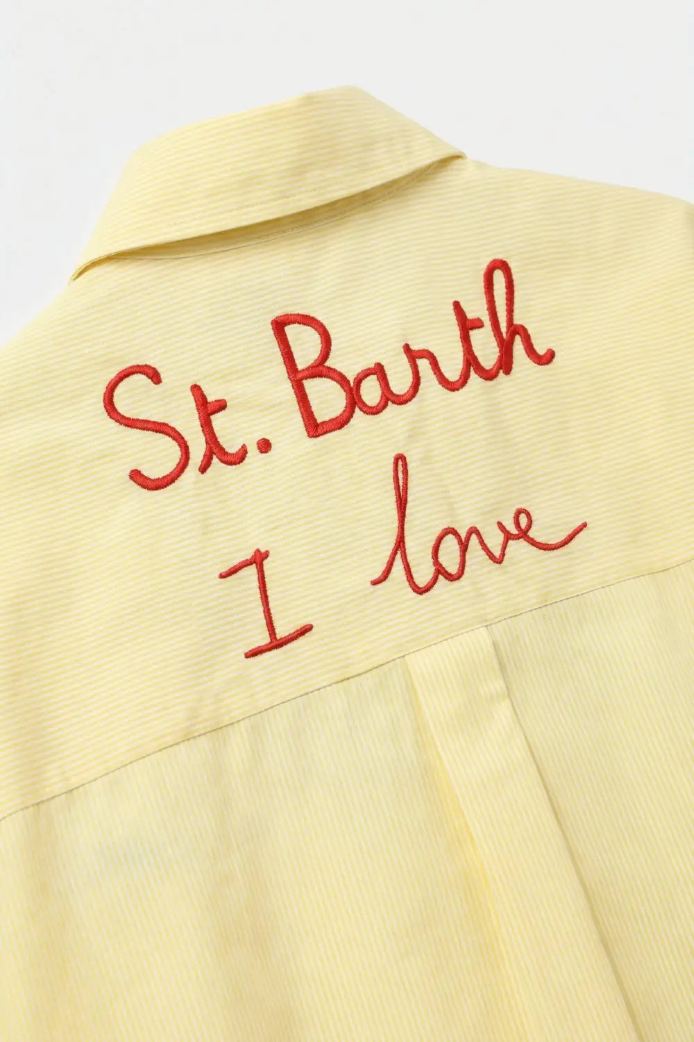 Yellow Button-Up striped Shirt with Embroidered Detail St Barth - Shirts