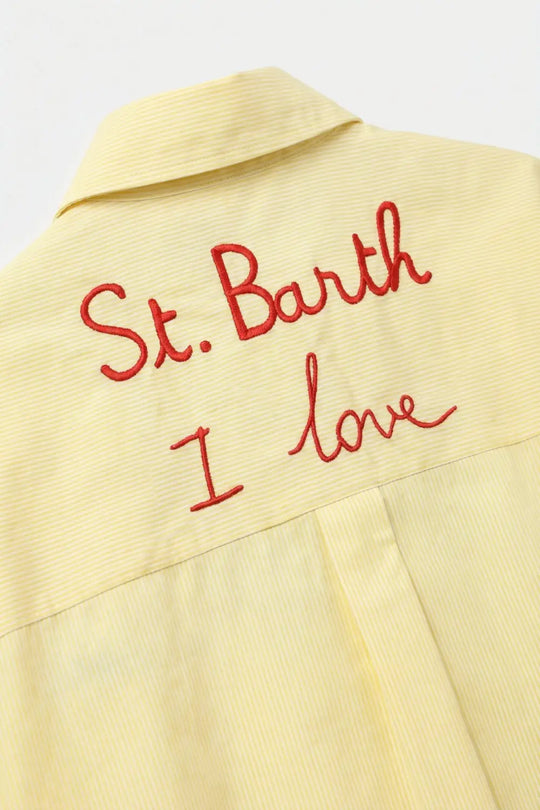 Yellow Button-Up striped Shirt with Embroidered Detail St Barth - Shirts