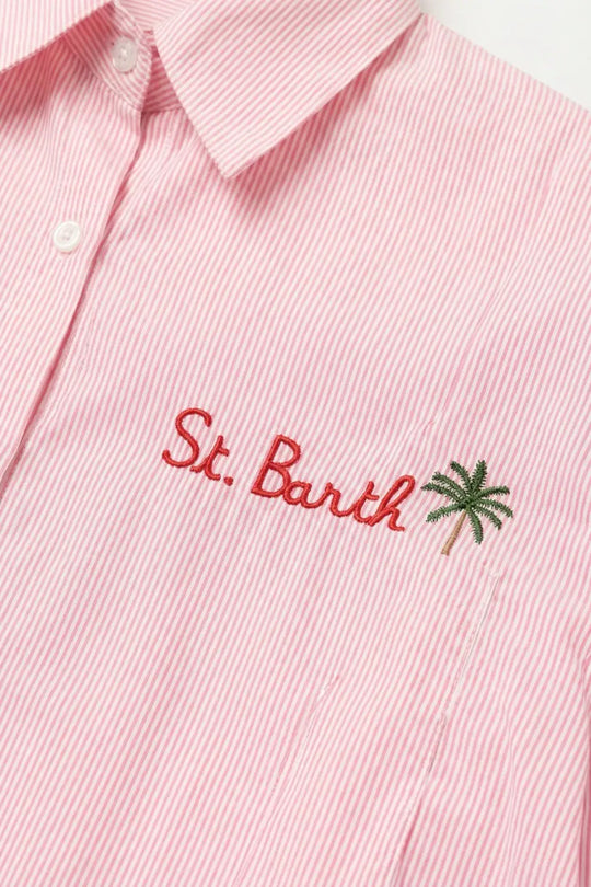 pink Button-Up striped Shirt with Embroidered Detail St Barth - Shirts