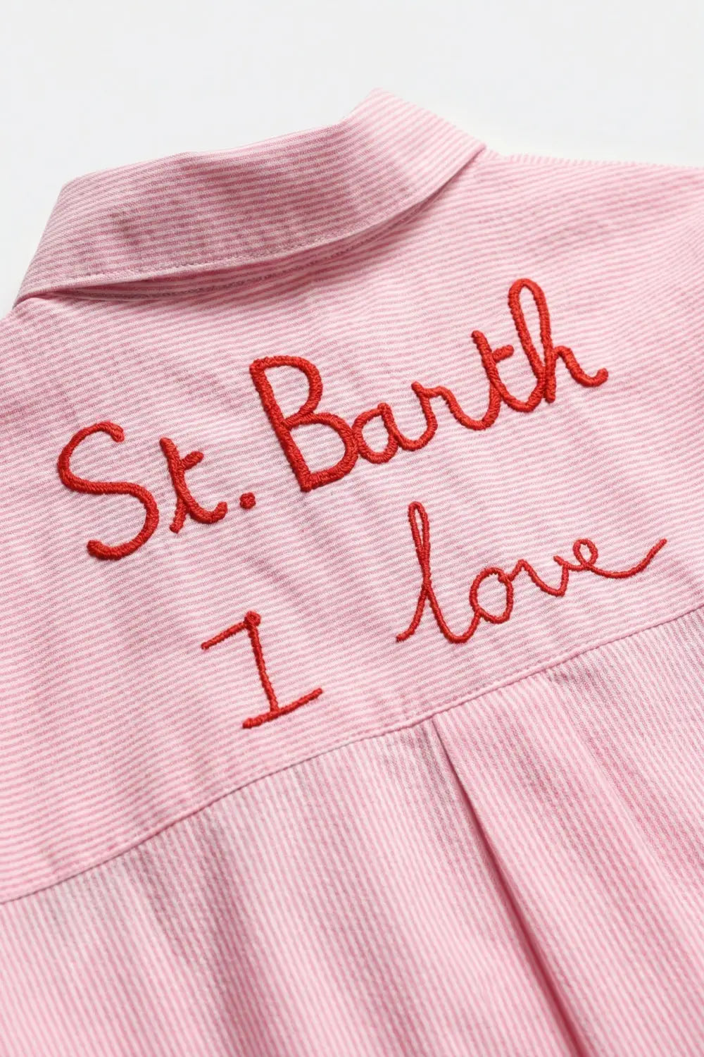 pink Button-Up striped Shirt with Embroidered Detail St Barth - Shirts