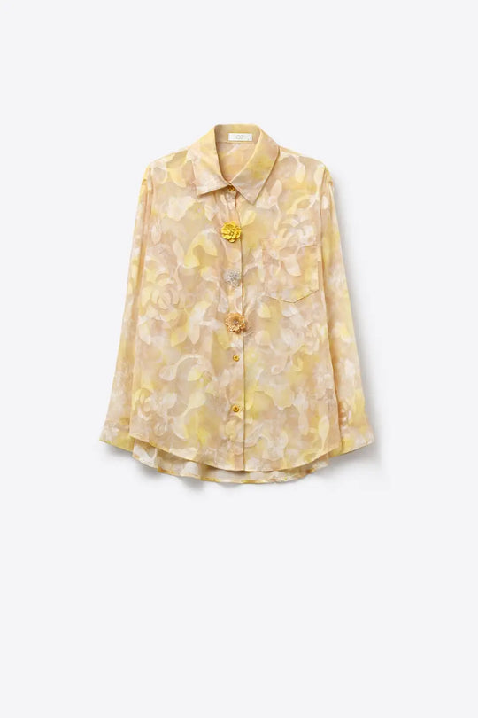 Long-Sleeve Floral Print Button-Up Shirt - Shirts