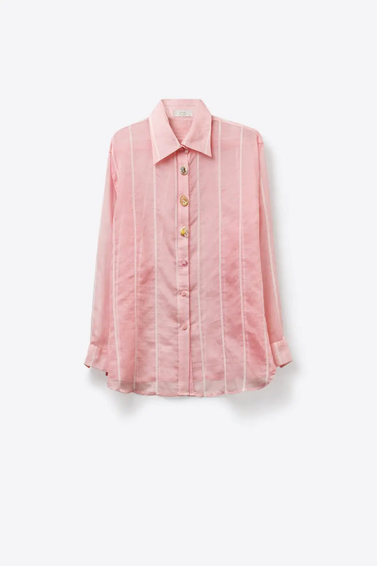 Pink Sheer shirt with Vintage Button-Up - Shirts