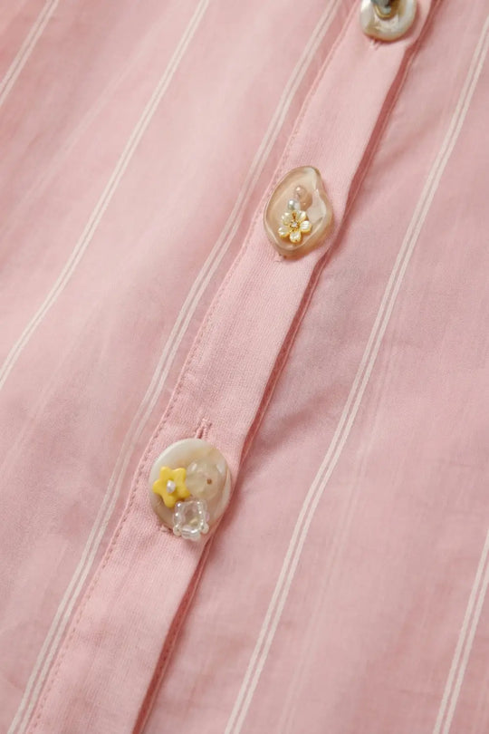 Pink Sheer shirt with Vintage Button-Up - Shirts