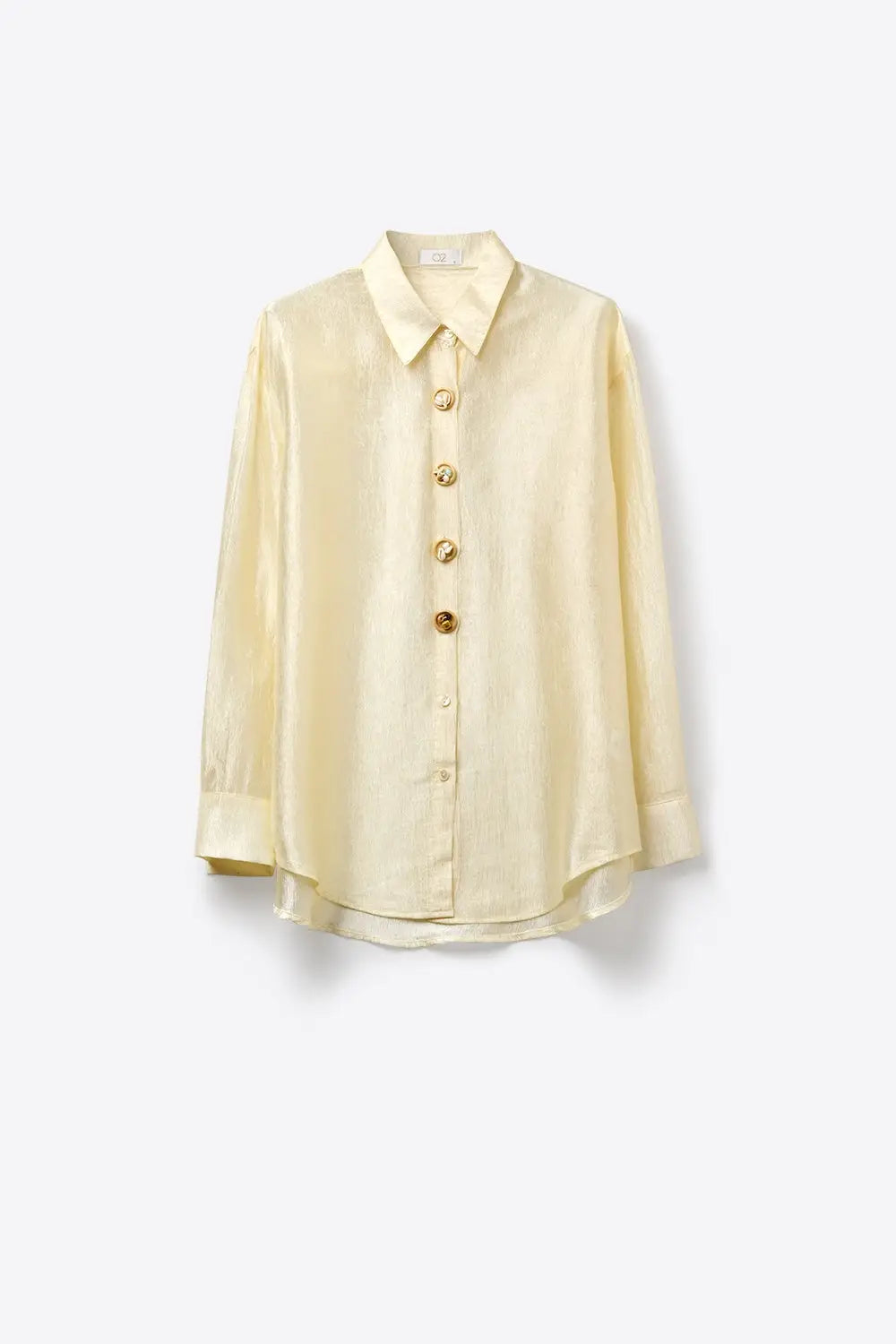 bright fabric beige blouse with retro buttons - Shirts