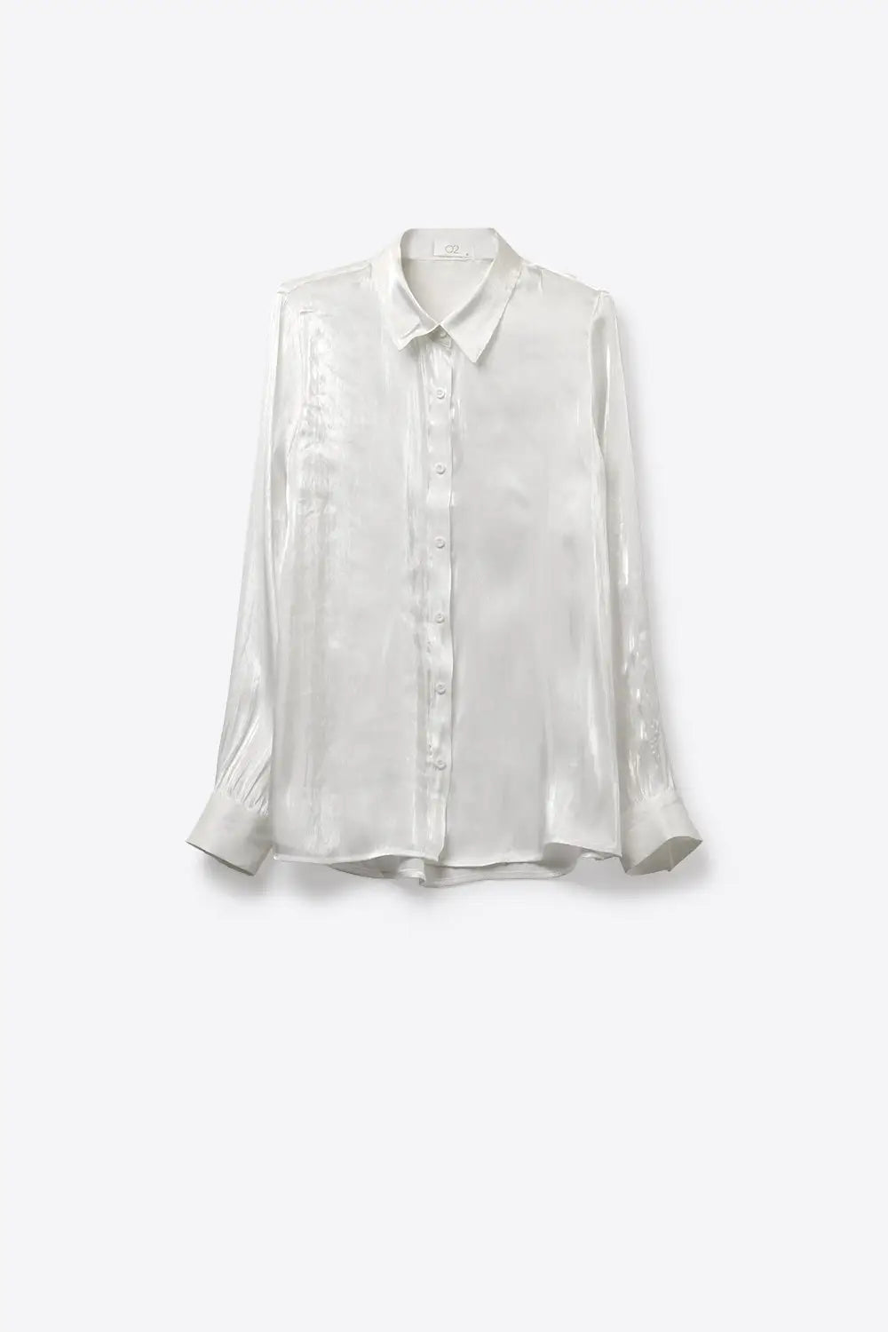 White shiny satin button-down shirt - Shirts