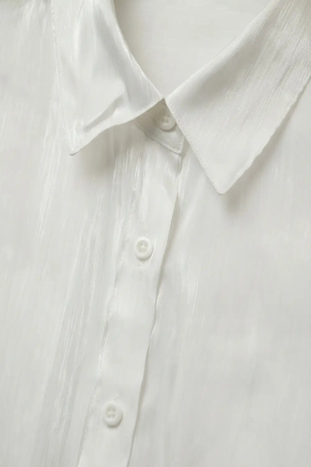 White shiny satin button-down shirt - Shirts
