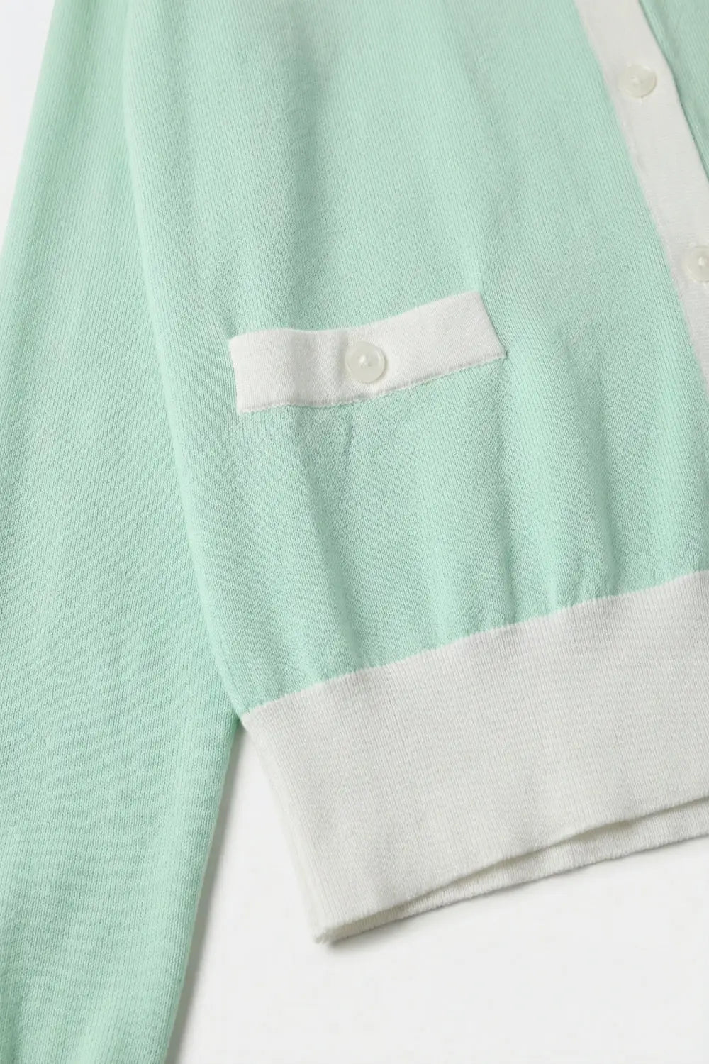 Mint Green Contrast Trim Classic Button Cardigan - GREEN / ONE - Cardigans
