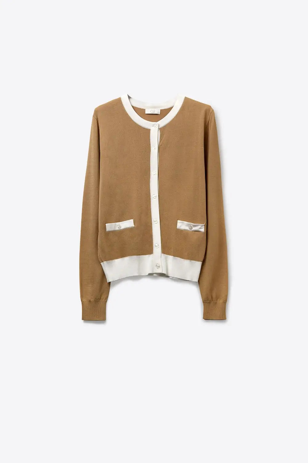Contrast Trim Classic Button Cardigan in camel - CAMEL / ONE - Cardigans