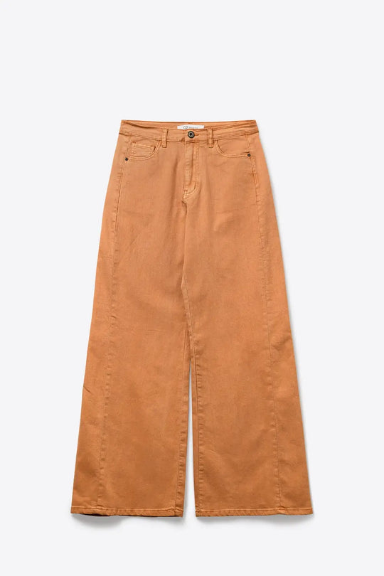 Orange Wide-Leg Pants with lightweight Twill - Colored Jeans