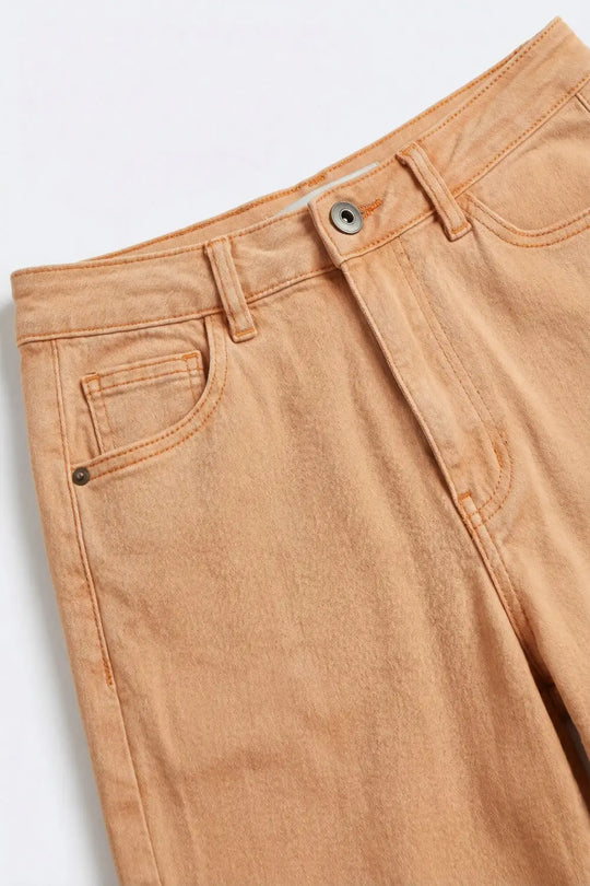 Orange Wide-Leg Pants with lightweight Twill - Colored Jeans