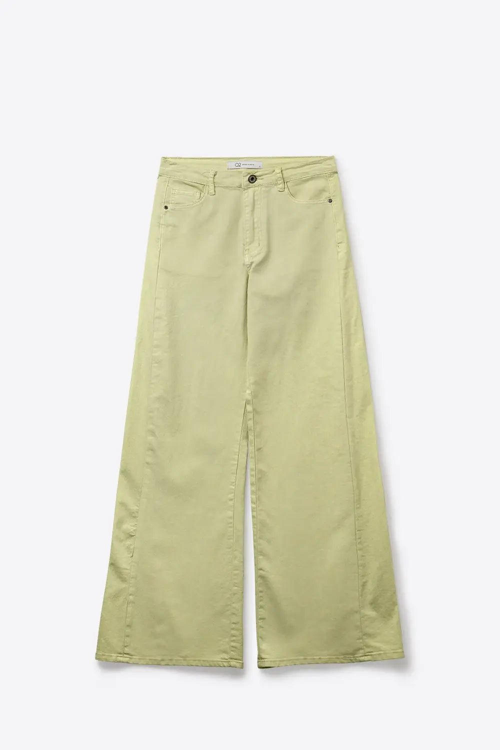 Extra Wide-Leg elastic Cotton Twill Pants in Mint green - Colored Jeans