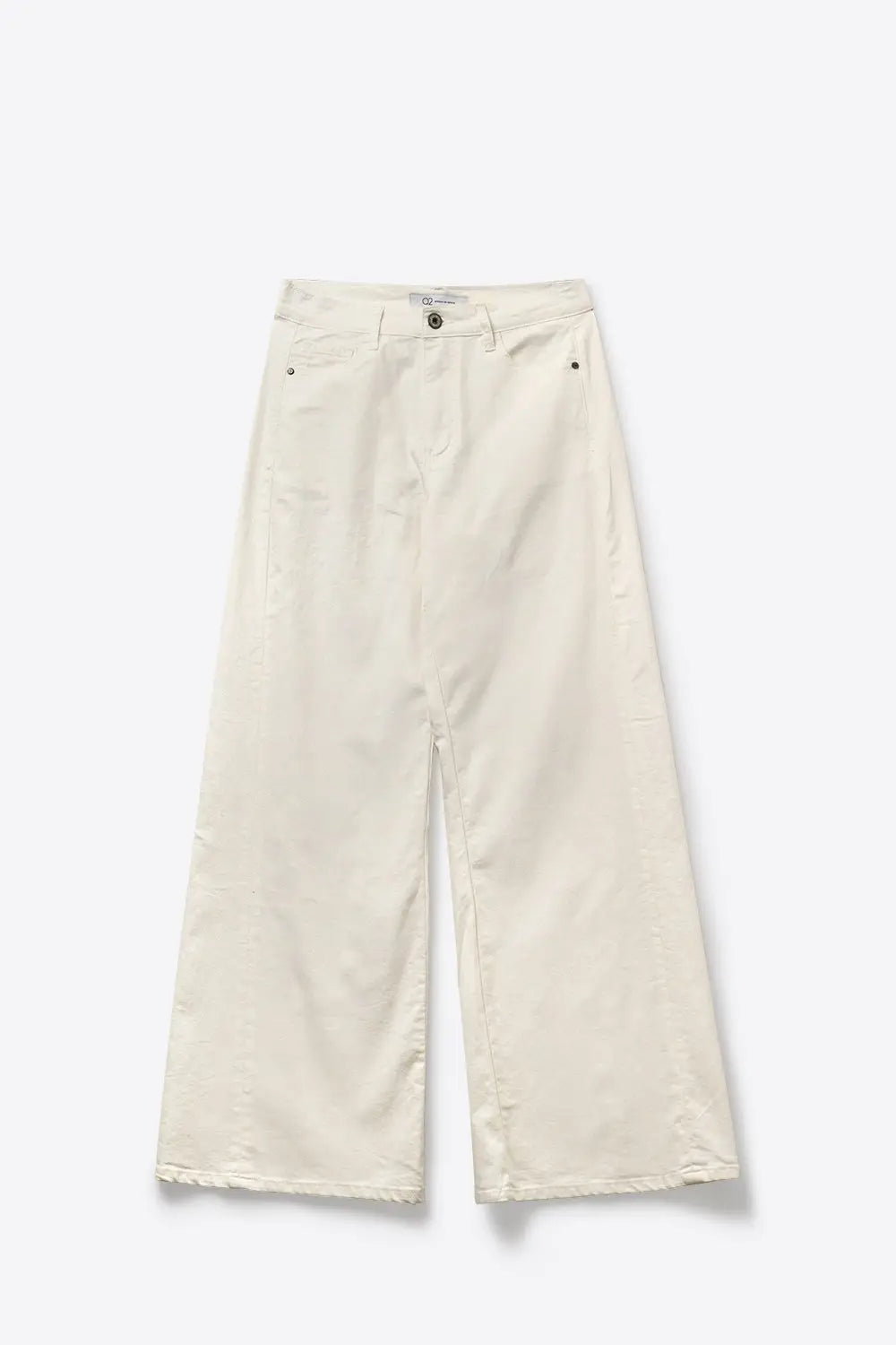 Extra Wide-Leg elastic Cotton Twill Pants in white color - Colored Jeans