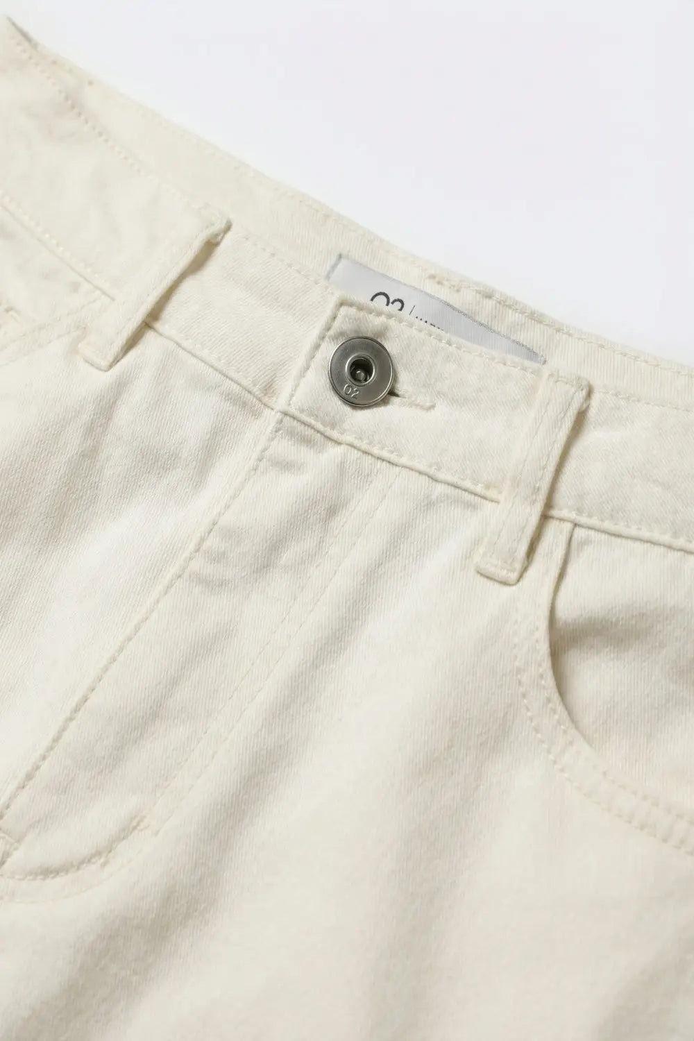 Extra Wide-Leg elastic Cotton Twill Pants in white color - Colored Jeans