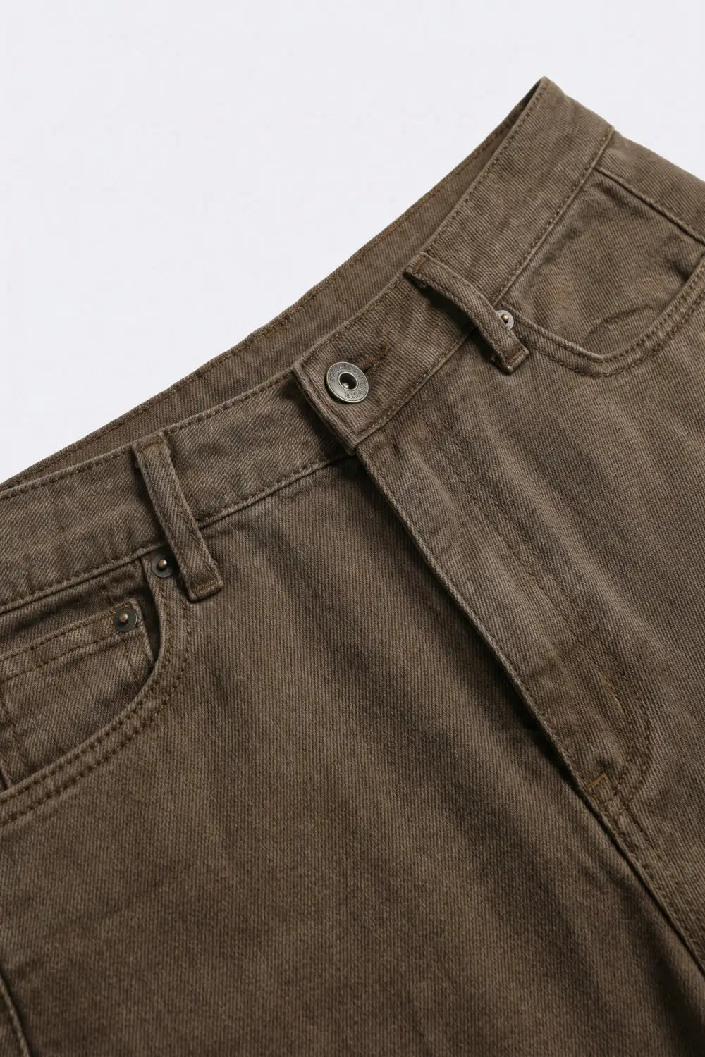 Brown Wide-Leg Casual Cotton Denim Pants - Colored Jeans
