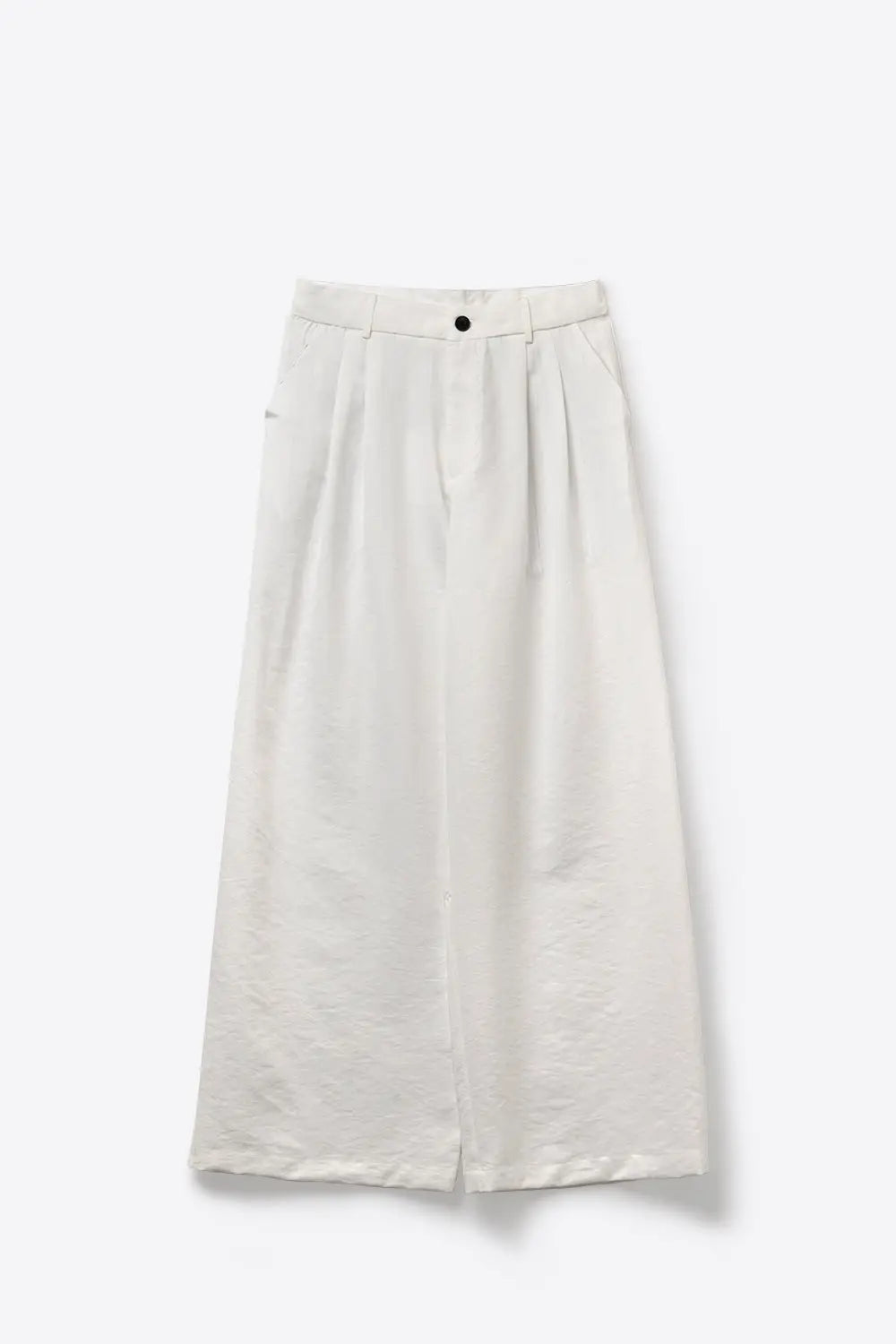 White Wide-Leg Front Pleat Summery Pants - Pants