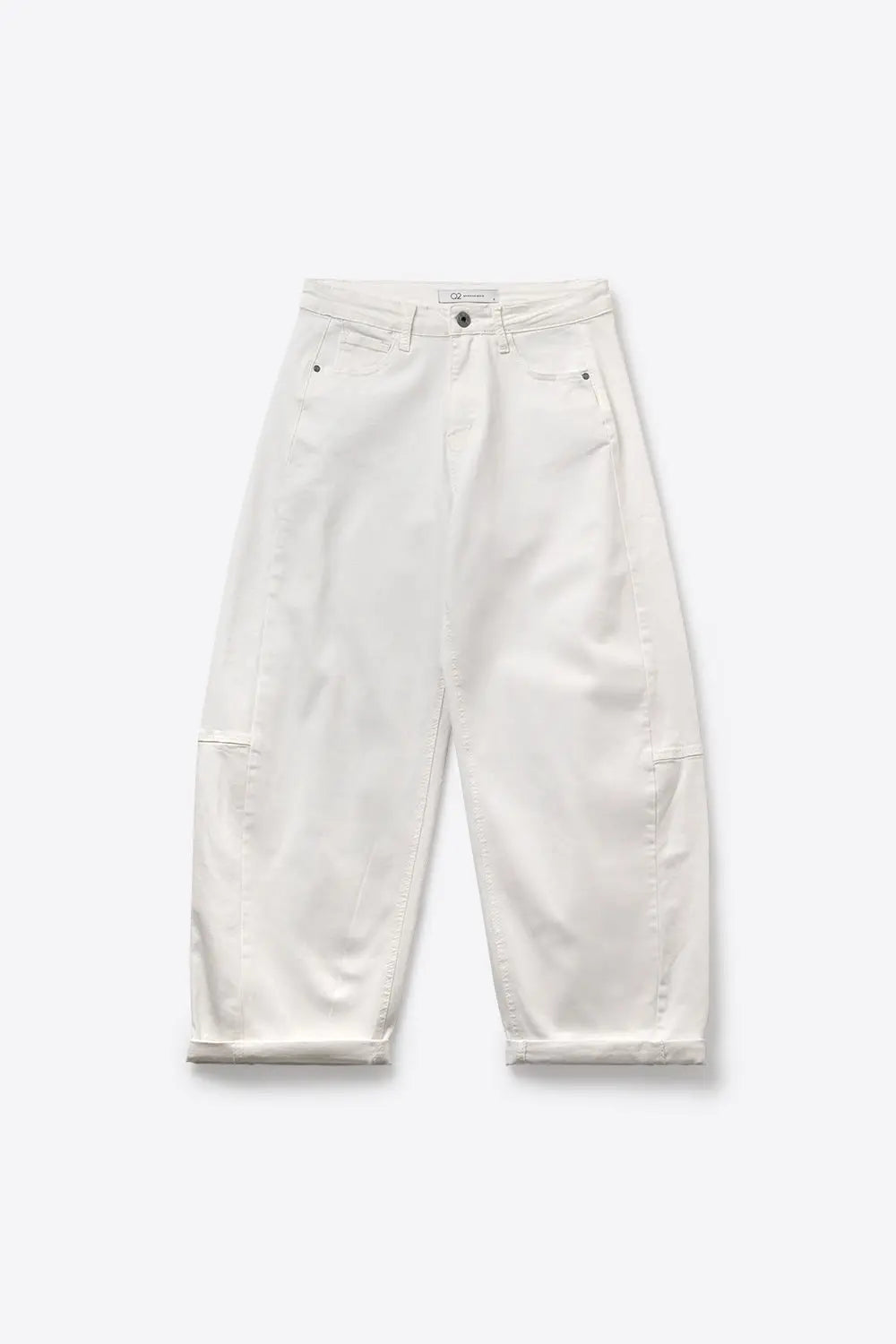 White Relaxed Fit Casual Wide-Leg Pants in Barrel Style - Colored Jeans