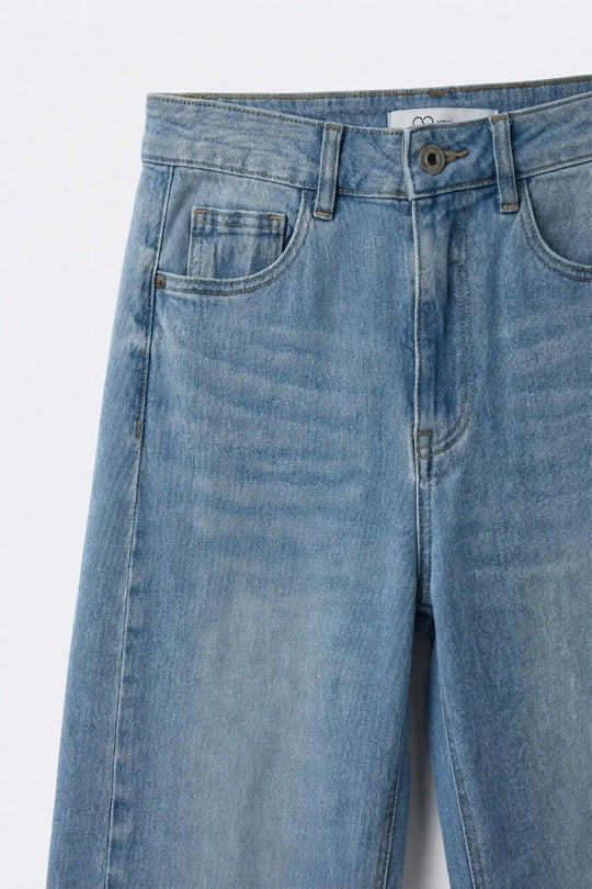Light Blue Wide-Leg High-Waist Denim Jeans