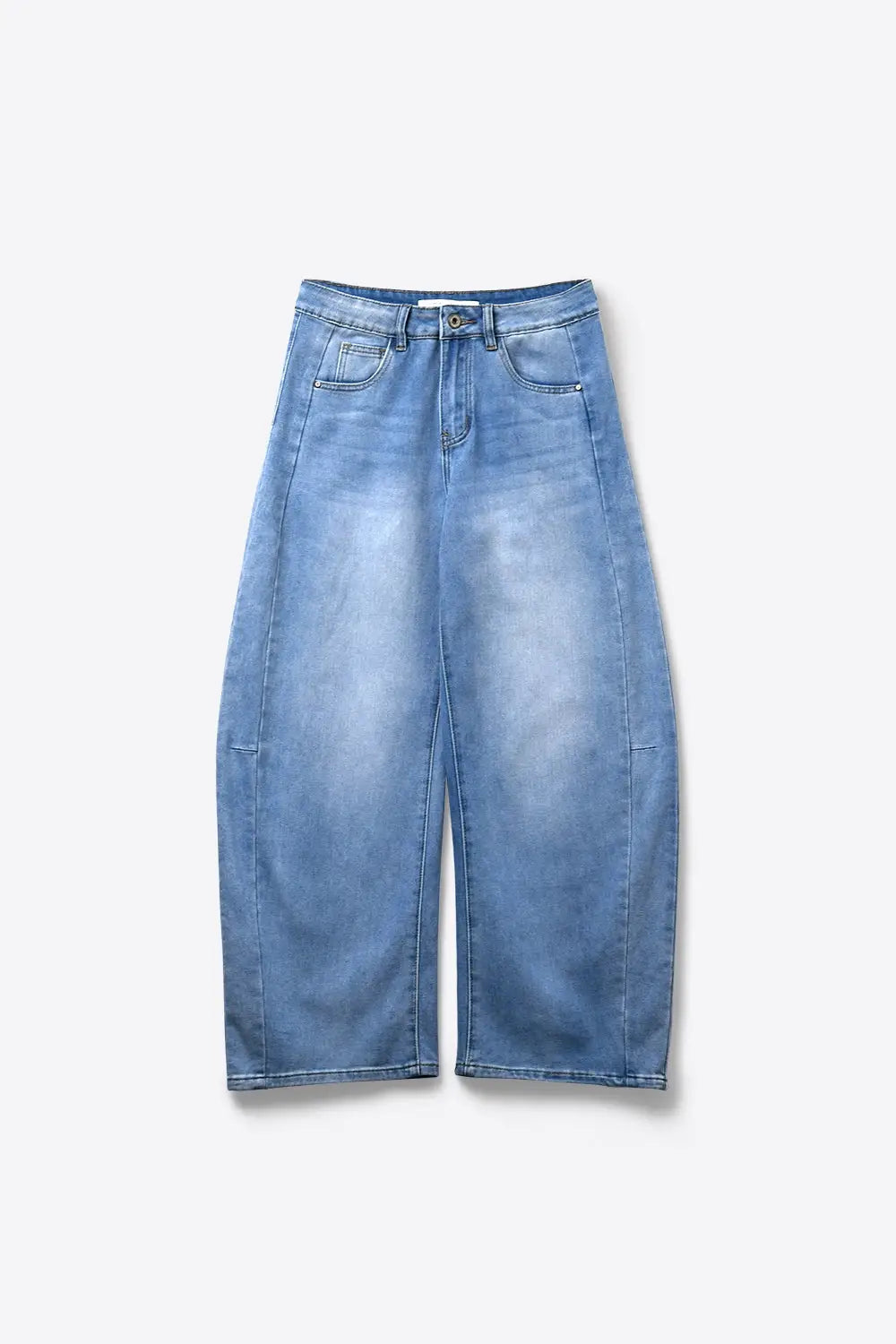 Light Blue Wide-Leg Relaxed Denim Jeans with side stitching