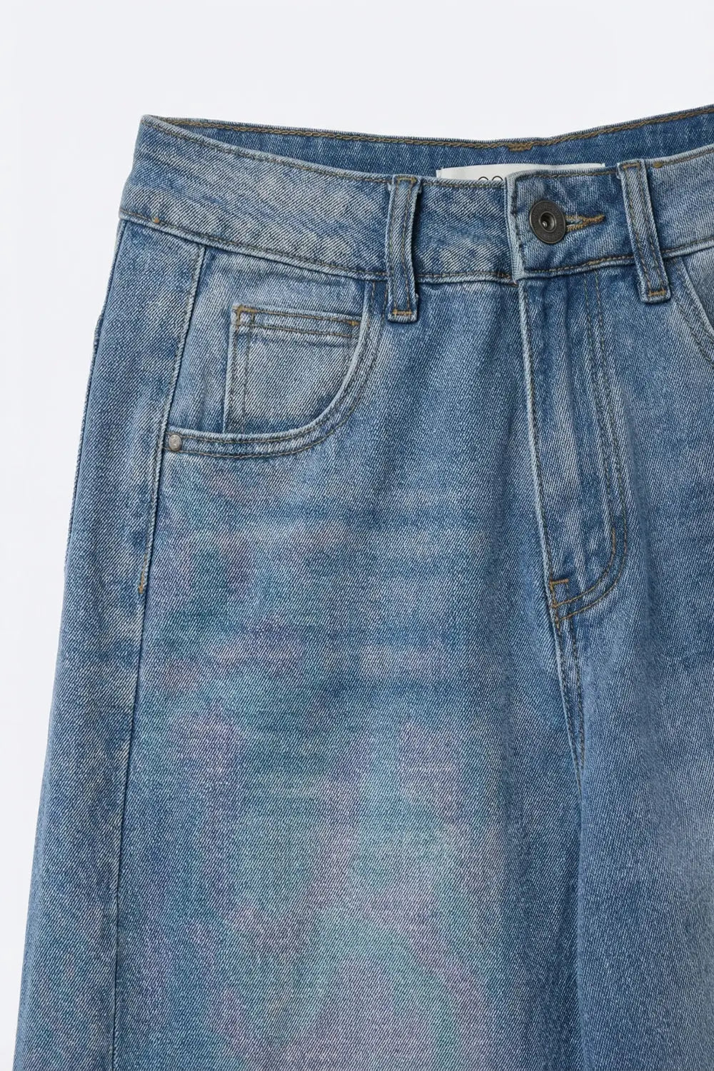 Light Blue Wide-Leg Relaxed Denim Jeans with side stitching