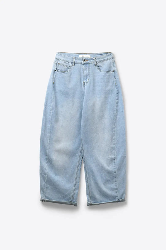 Light Blue Wide-Leg Denim Jeans with lightweight fabric - Pants