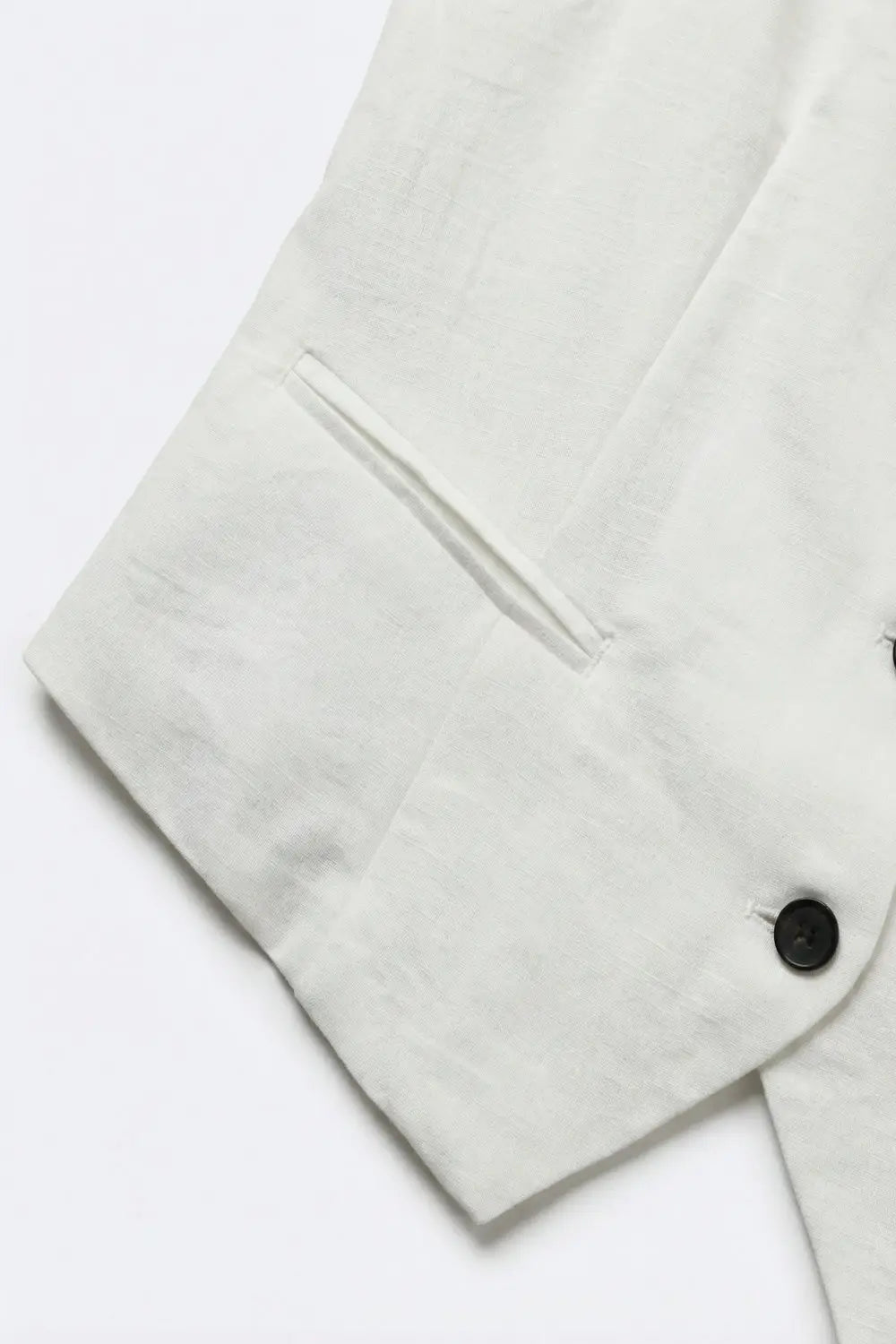 White Textured Vest with black Button-Front - Tops
