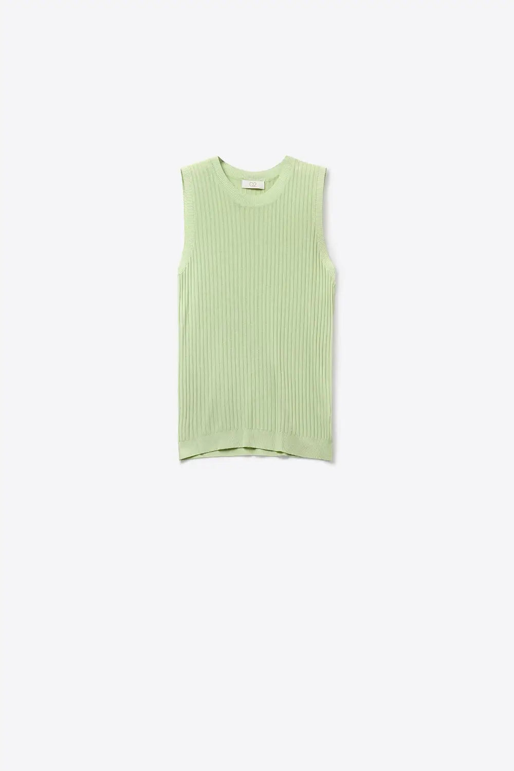 Light Green Ribbed Knit Sleeveless Top - GREEN / ONE - Tops