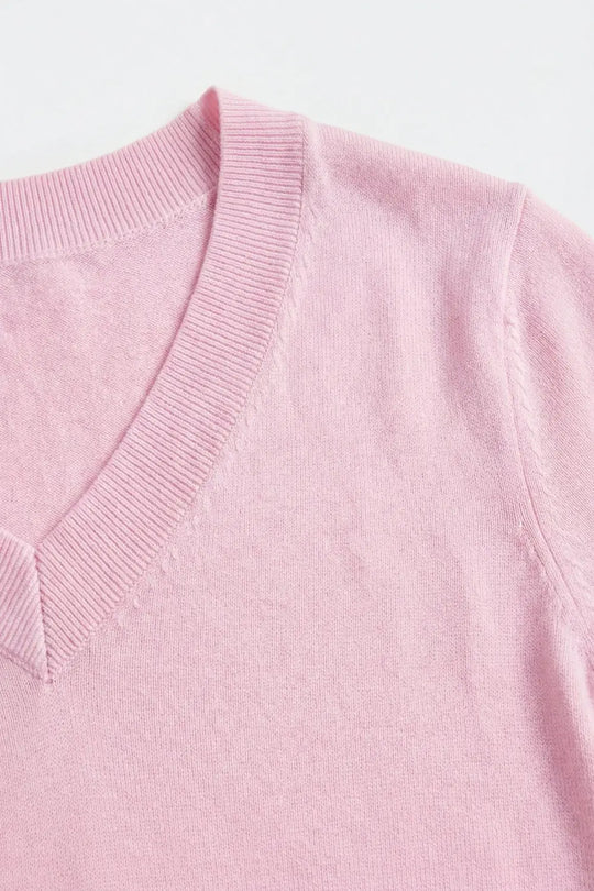 Pink Short Sleeve Knit Top - FUCHSIA / ONE - Sweaters