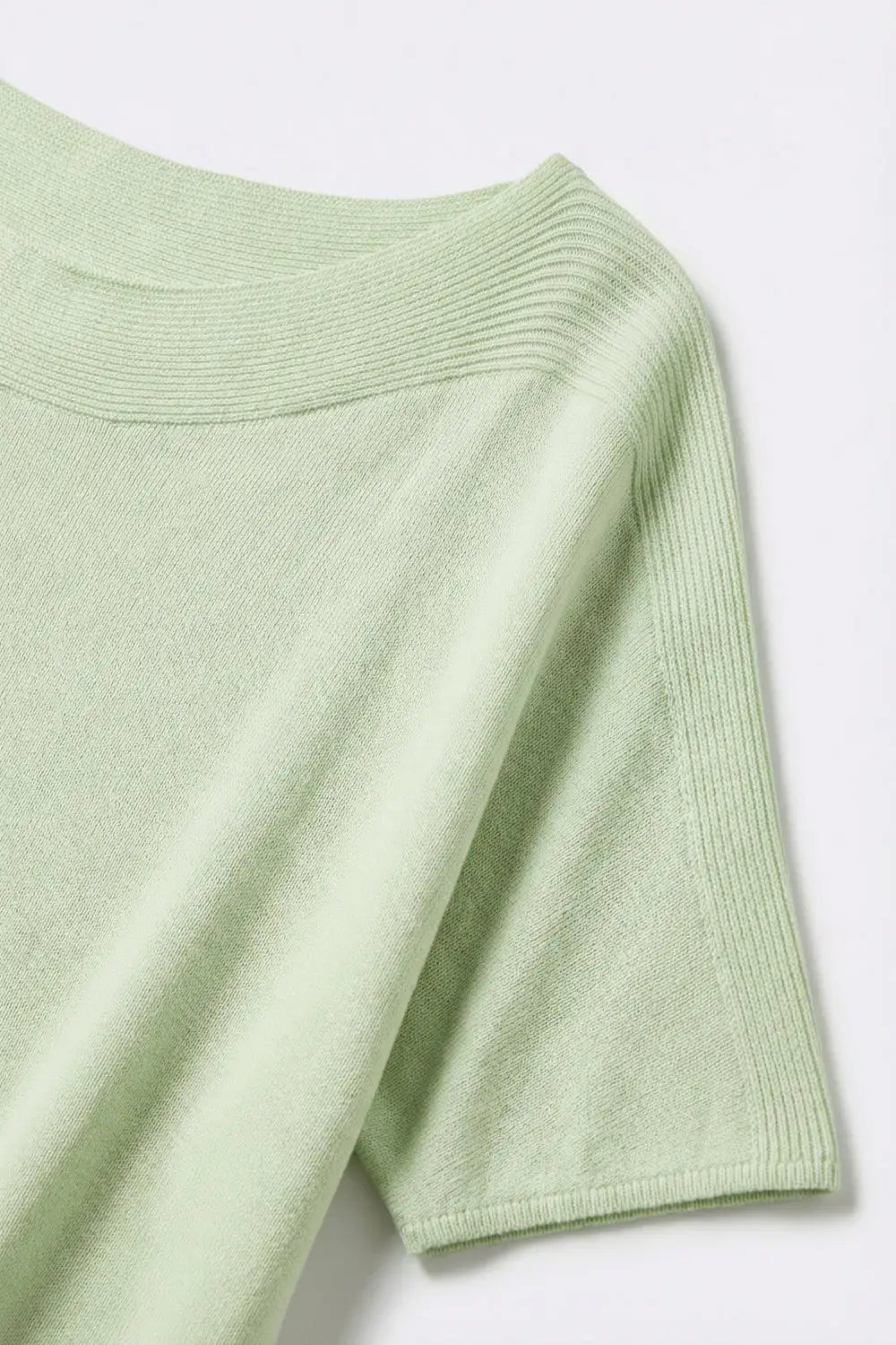 Light Green Soft Knit Relaxed Fit Short Sleeve Top - GREEN / ONE - Sweaters