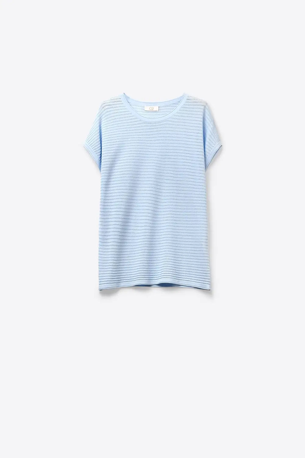 Light Blue Striped open Knit Relaxed Fit sweater - BLUE / ONE - Sweaters