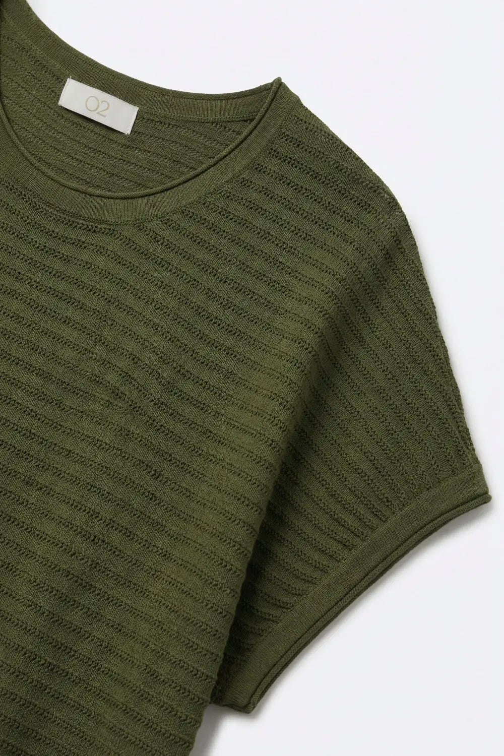 Ribbed knitted Short Sleeve sweater in olive green - KHAKI / ONE - Sweaters