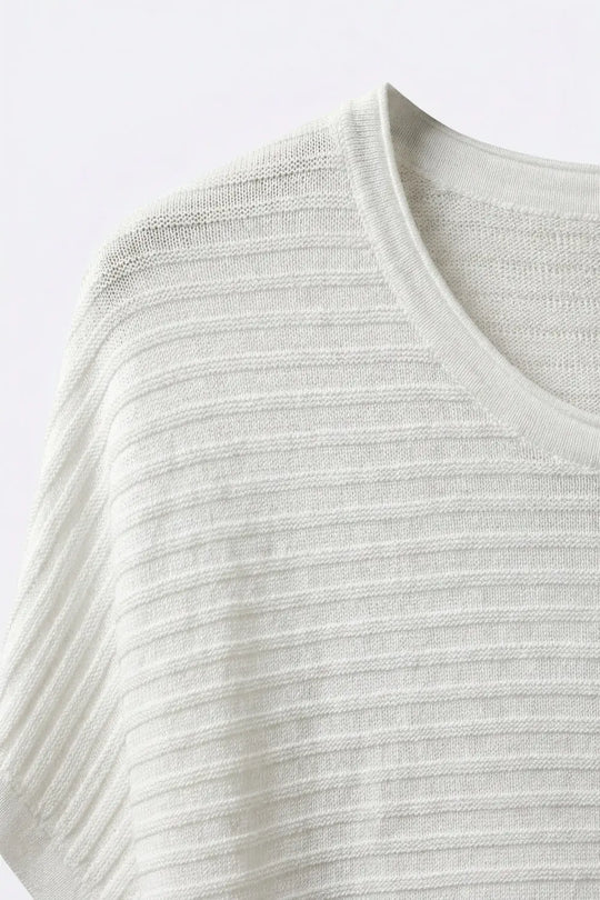 White Striped knitted boat Neck sweater - WHITE / ONE - Sweaters