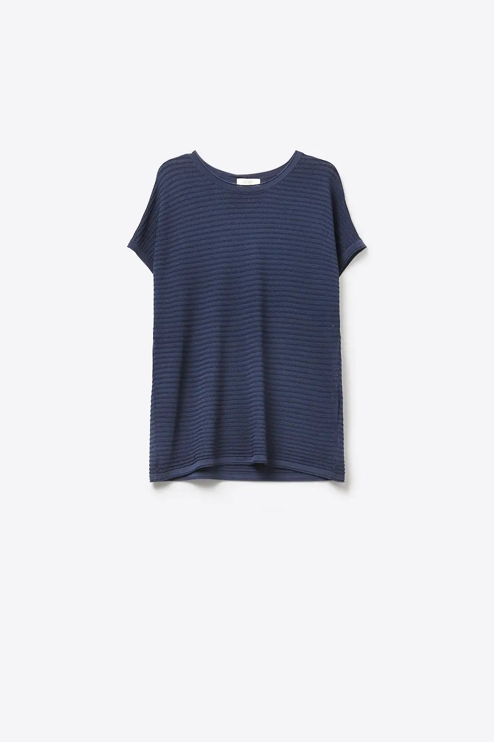 Navy Textured Short Sleeve Relaxed sweater - NAVY / ONE - Sweaters
