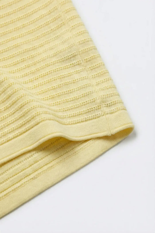 Yellow Lightweight Ribbed Knit Relaxed Fit Top - YELLOW / ONE - Sweaters